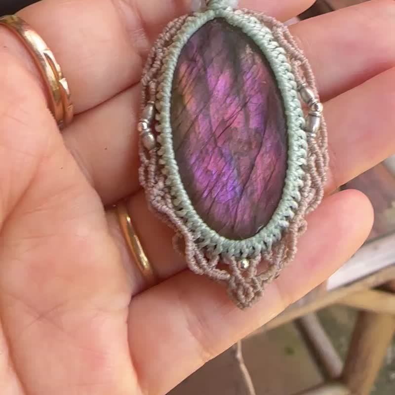 粉紫闪耀 高品质紫色拉长石 编织项链 1712 - 项链 - 宝石 