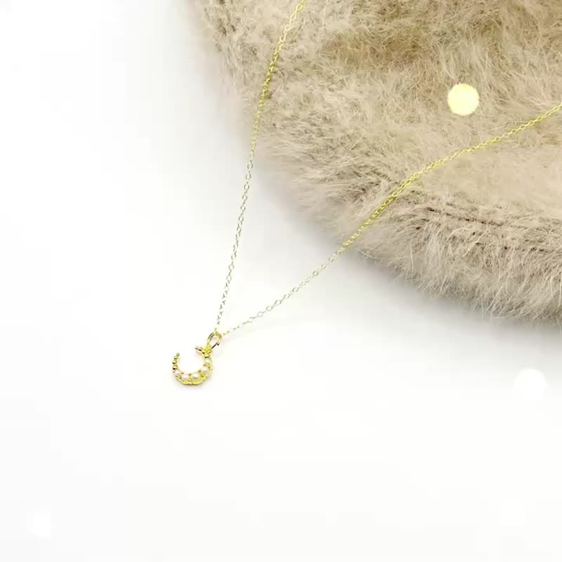 Venus维纳斯女神~微笑系列珍珠月亮项链~定制生日礼物推荐 - 项链 - 其他金属 金色
