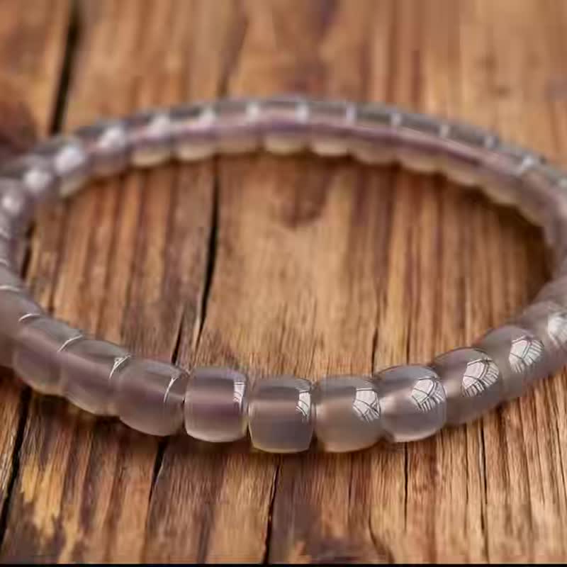 天然烟紫玛瑙手串无染色天然水晶手链 - 手链/手环 - 水晶 紫色