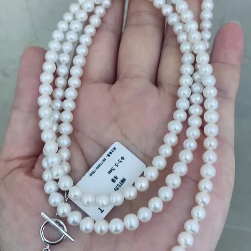 爵士巴黎淡水天然珍珠真珠珍珠项链珍珠项链Y字链毛衣链调节银扣 - 项链 - 珍珠 银色
