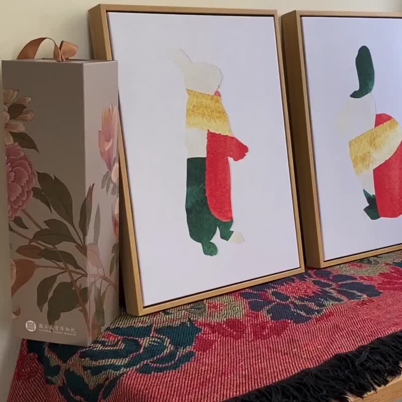 福兔迎门I - 新年兔子插画/儿童房挂画/舒压装饰/送礼 - 海报/装饰画/版画 - 棉 多色