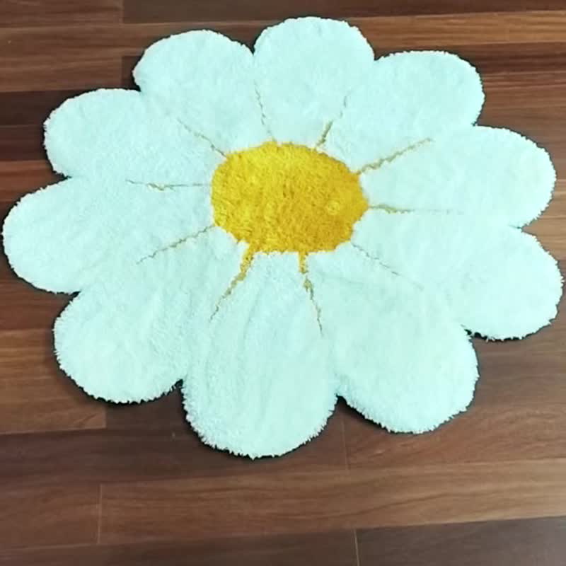 鮮豔雛菊型植絨浴墊 – 色彩繽紛的浴室裝飾 - 地垫/地毯 - 聚酯纤维 卡其色