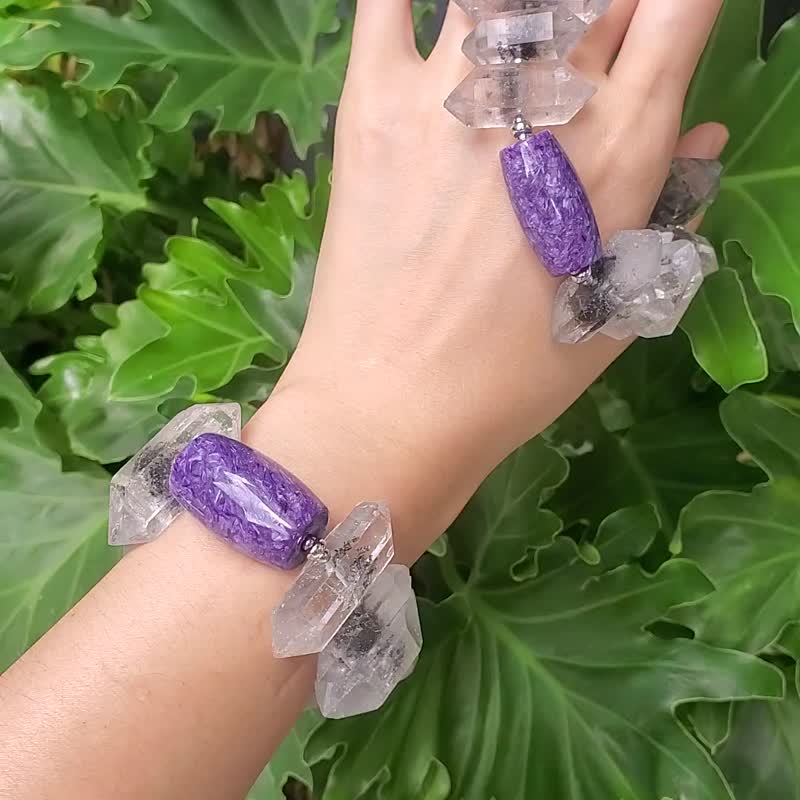 顶级紫龙晶 赫基蒙闪灵钻 智慧 招财 收藏 大宝石 手链 单品 礼物 - 手链/手环 - 宝石 紫色