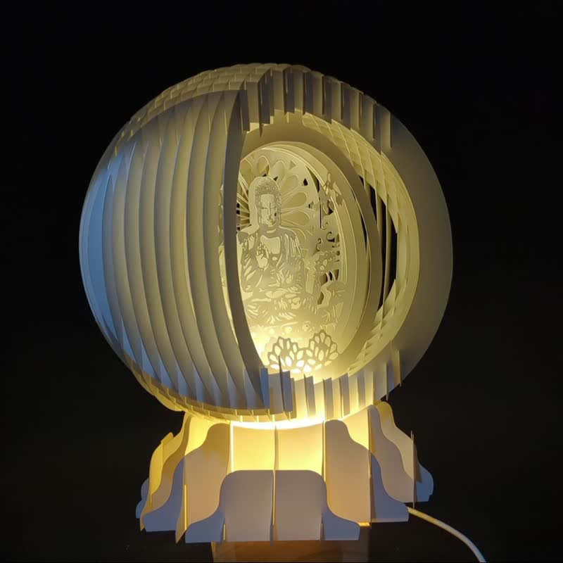 立体菩萨坐莲 球型纸雕灯 - 木工/竹艺/纸艺 - 纸 白色