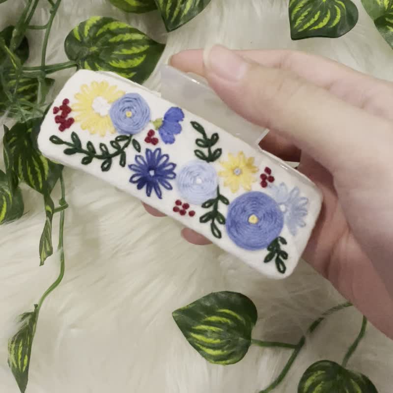 刺绣发 花卉图案 复古风格 - 发饰 - 棉 蓝色