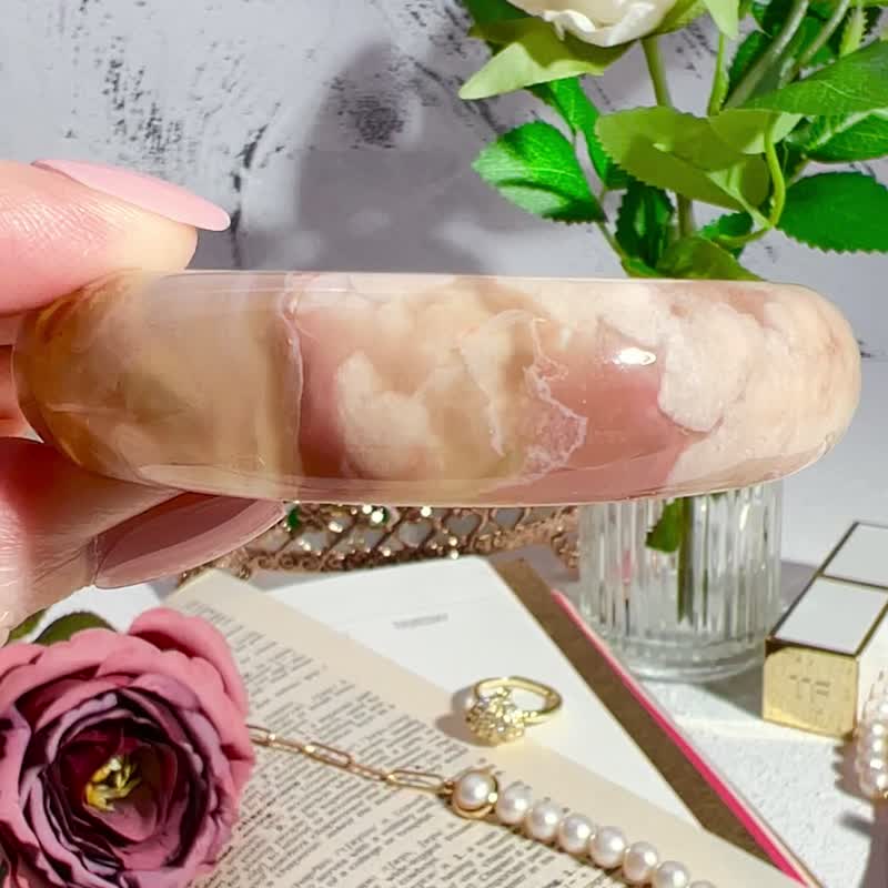 樱花玛瑙手镯-正镯-A01-06#55 - 手链/手环 - 其他材质 粉红色