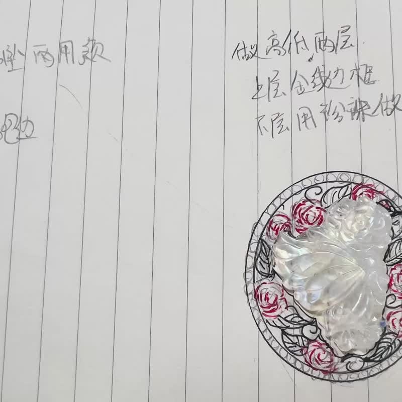 纯手工进口14K包金绕线蝶恋花花园月光石宝石胸针吊坠两用款纯手1 - 项链 - 宝石 多色