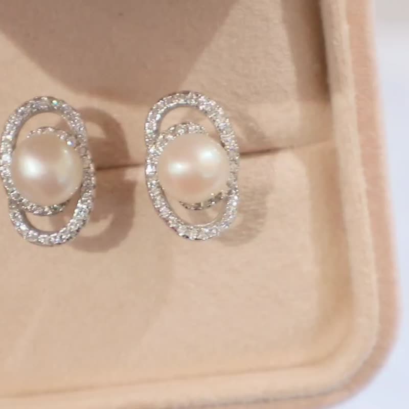 925纯银6.5-7mm 天然淡水珍珠耳环 - 耳环/耳夹 - 珍珠 银色