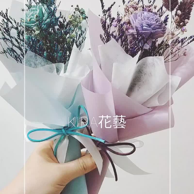 永生花小花束【蓝/绿/紫】情人节花束/永生花/干燥花束/花束/礼物 - 干燥花/捧花 - 植物．花 蓝色