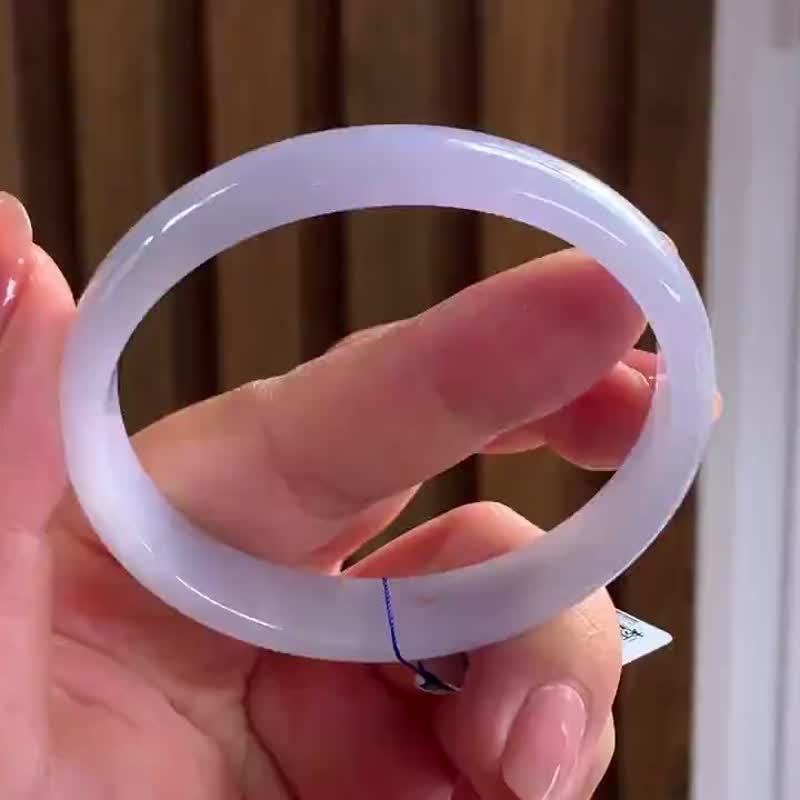 冰种玉镯 天然翡翠玉镯 A玉 手镯 • 冰种紫丁香翡翠贵妃镯 - 手链/手环 - 玉石 紫色