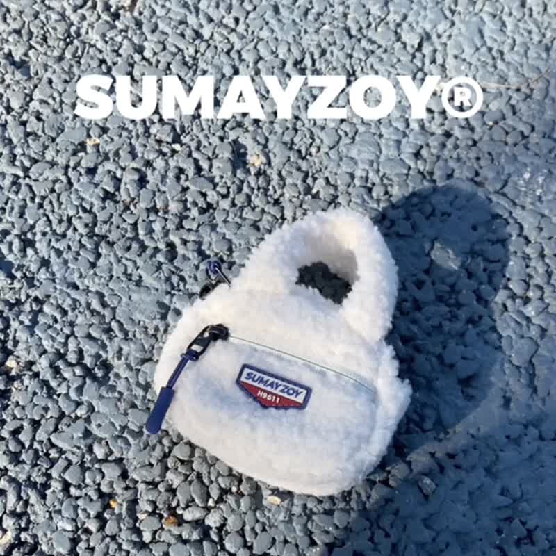 秋冬首選 晴天系列毛絨包 小眾休閑斜挎包 奶油白 - 侧背包/斜挎包 - 聚酯纤维 白色