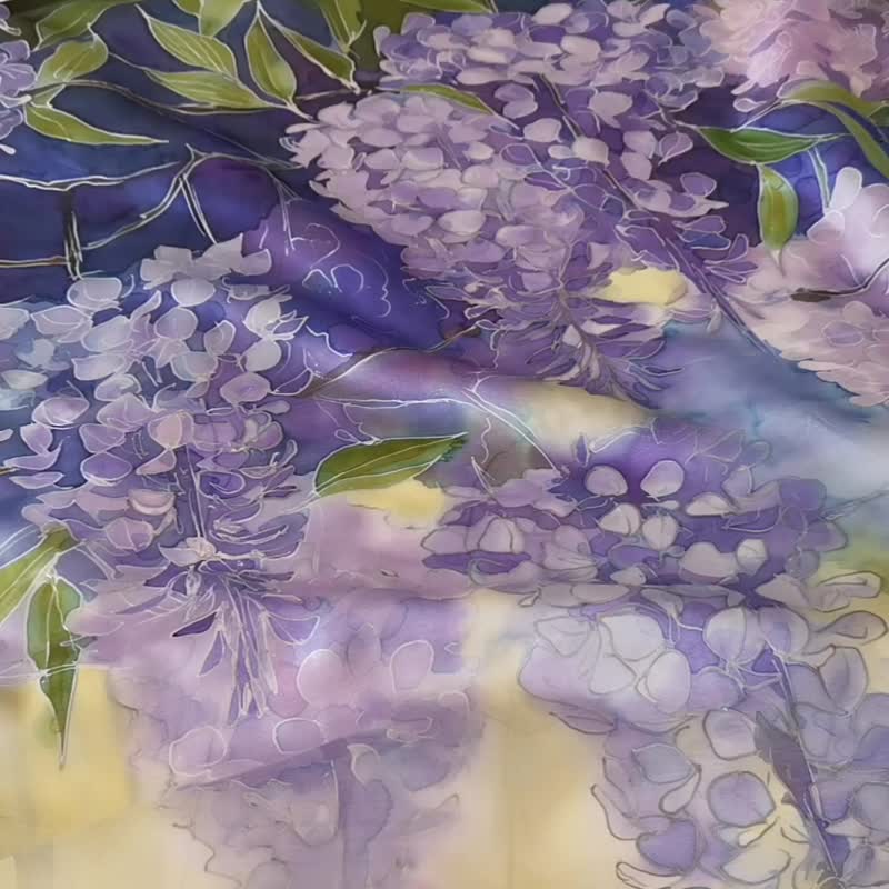 紫藤丝绸围巾手绘围巾 - 丝巾 - 丝．绢 多色
