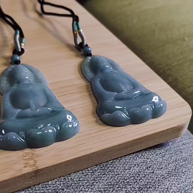 【纯翠】冰蓝紫观音・柔光守心・天然危地马拉翡翠大观音吊坠 - 项链 - 玉石 