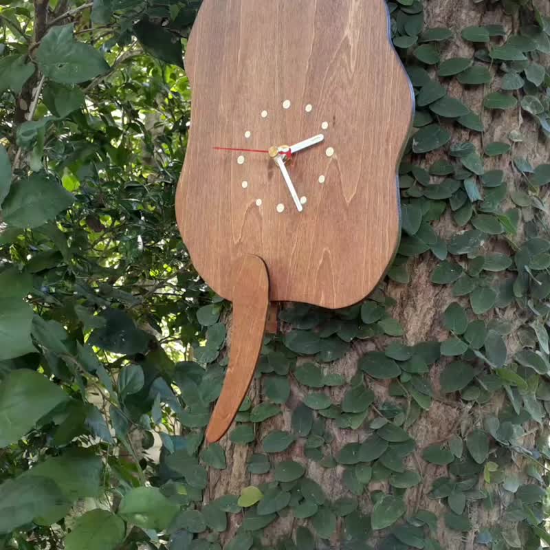 手工木作创意时钟 我最摇摆 - 腊肠狗 - 时钟/闹钟 - 木头 咖啡色