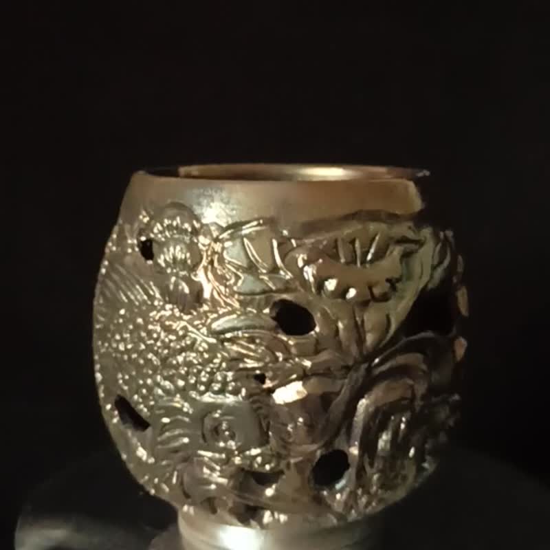 柴烧双层镂空雕刻防烫主人杯 - 茶具/茶杯 - 陶 多色