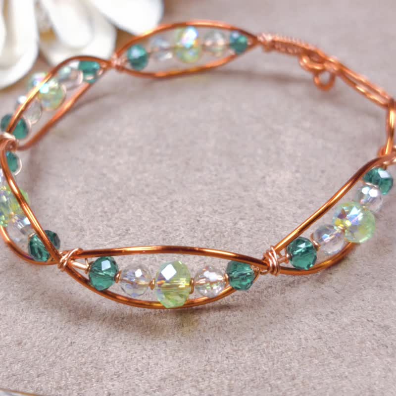 【BE youself】森呼吸|手环|艺术金属线|奥地利水晶|纯手作 - 手链/手环 - 铜/黄铜 多色