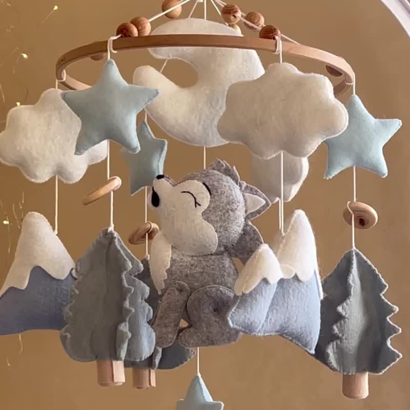 婴儿移动狼音乐移动托儿所移动男孩婴儿床移动毡林地 - 玩具/玩偶 - 其他材质 蓝色