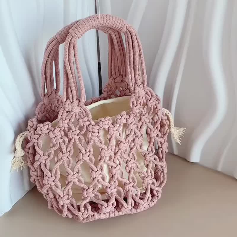 Macrame 手工编织 手提包手机包 编织包包 - 手提包/手提袋 - 棉 多色