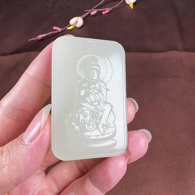 秒杀价 天然新疆和田玉羊脂玉普贤菩萨吊坠 - 吊饰 - 玉石 