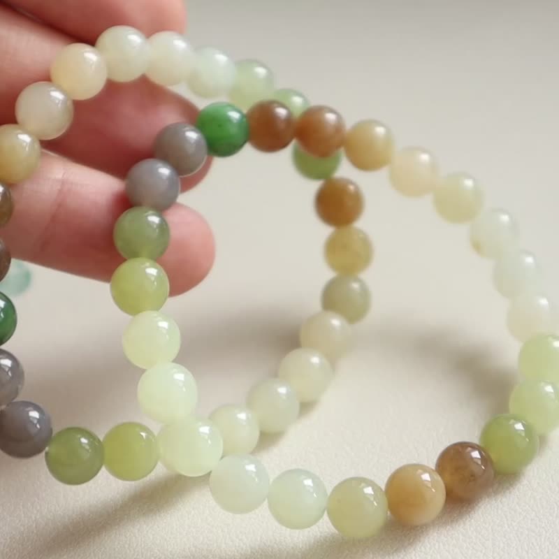 天然多宝和田玉手链糖料晴水料烟紫料碧玉手链 生日礼物结婚礼物 - 手链/手环 - 玉石 