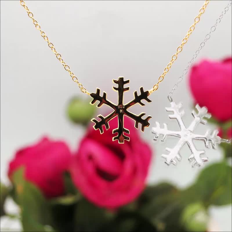 纯银雪花锁骨链双入组 镀金镀白金 1mm 极细项链 延长链 3 段式 - 锁骨链 - 纯银 银色