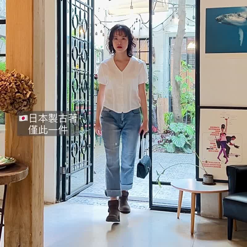 古董V领白衬衫【日本古董衣】永续是最奢华的精品 - 女装衬衫 - 聚酯纤维 白色