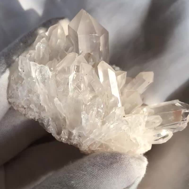 喜马拉雅 白水晶 透体彩虹 刀刻纹 印记 白水晶簇 手握 - 摆饰 - 水晶 透明