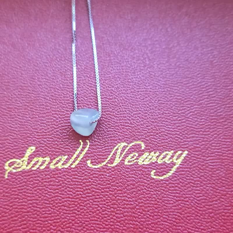 亲翠 天然翡翠 高冰微蓝种水质感低调原石纯银锁骨链 - 锁骨链 - 玉石 多色