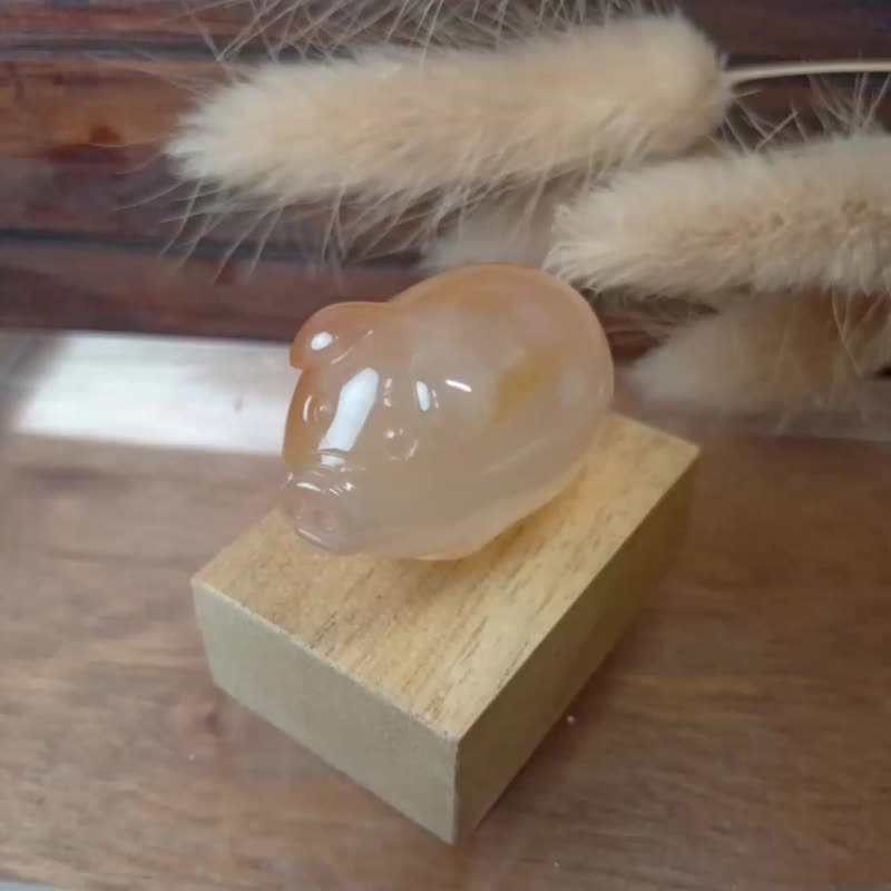 小雕件 小品动物-猪 红玉髓 - 摆饰 - 玉石 橘色