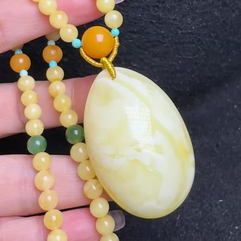 精品天然俄料白蜜水滴吊坠  蜡脂浓郁全品无瑕 - 项链 - 宝石 