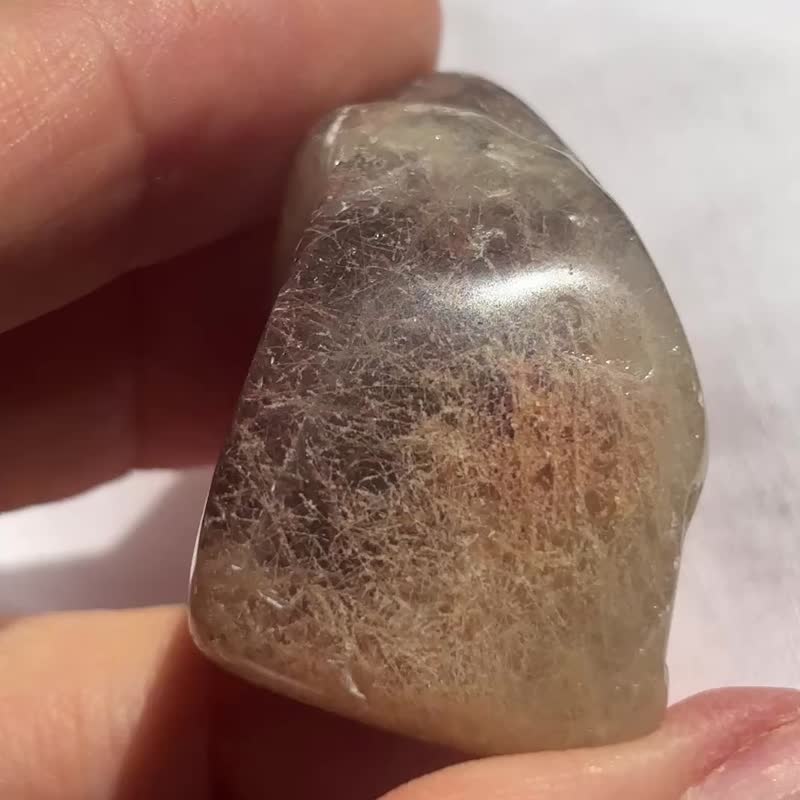 罕有彩发 橙黄红髪晶 彩髪 红髪 橙髪晶 水晶 小滚石 手把玩 天然 - 摆饰 - 水晶 多色