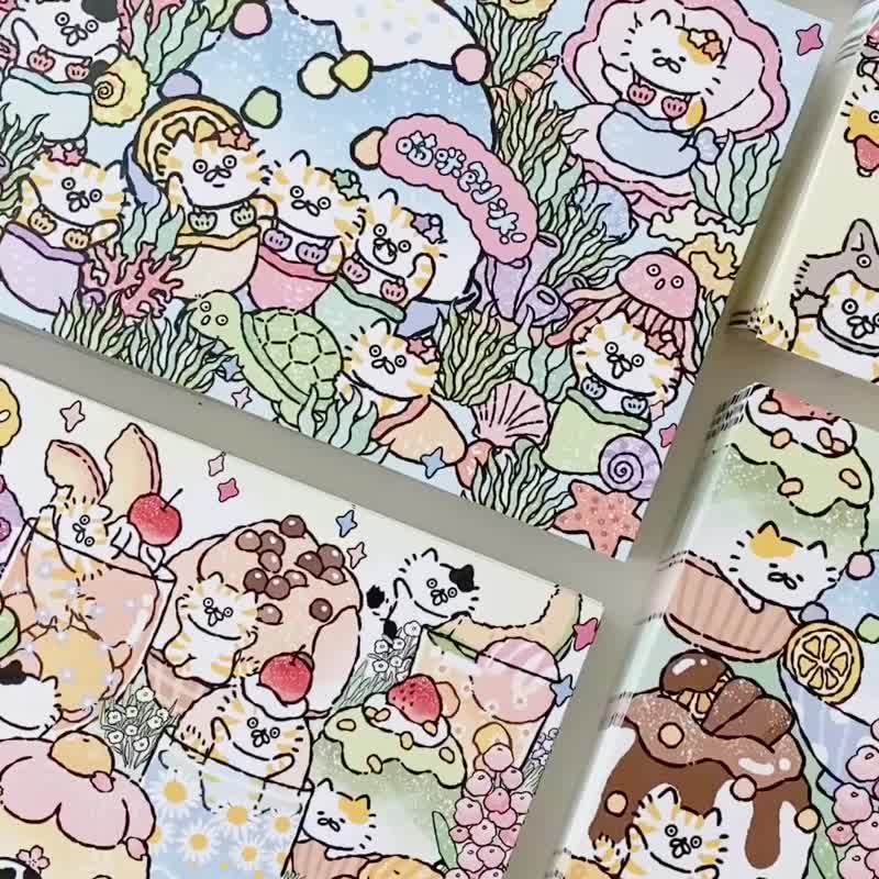 3小喵咪双面明信片/卡片/多款图案 - 卡片/明信片 - 纸 多色
