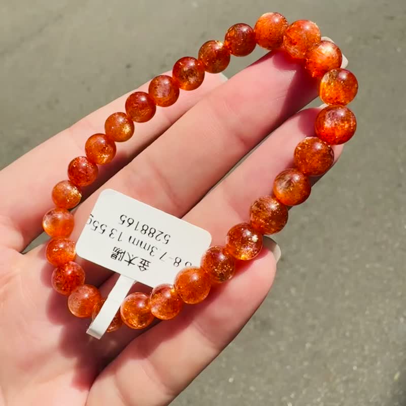 卖出啰毕业级浓色金太阳太阳石7mm13.55g化太岁事业旺财阳气正面 - 手链/手环 - 水晶 红色