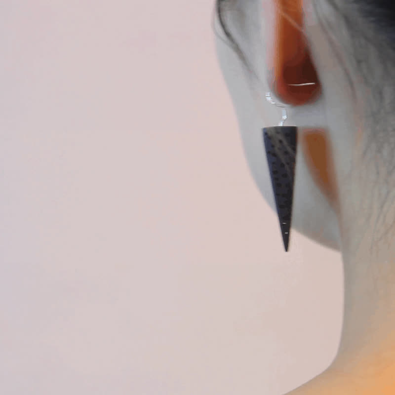 待煮|原创设计小众百搭极简约几何波点手工木头925银耳坠木质耳环 - 耳环/耳夹 - 木头 多色