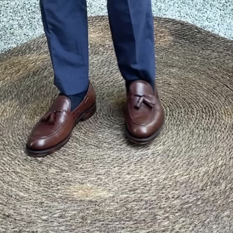 固特异手工真皮流苏乐福鞋 Goodyear Welt Tassel Loafer 全定制 - 男款靴子 - 真皮 黑色