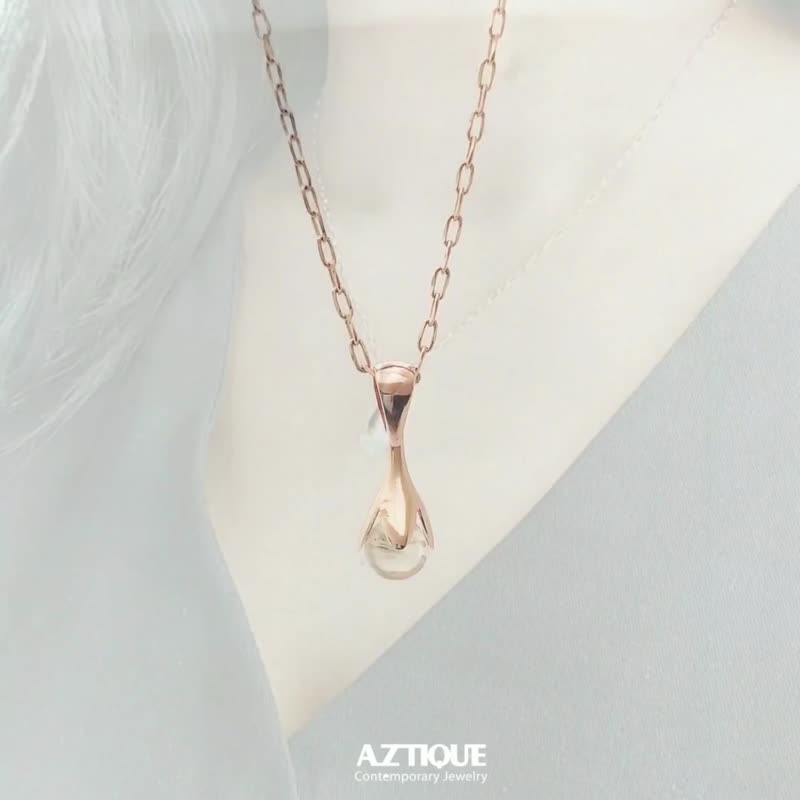 Tiny Dew Necklace Pendant, dew drop,Quartz - 项链 - 其他金属 