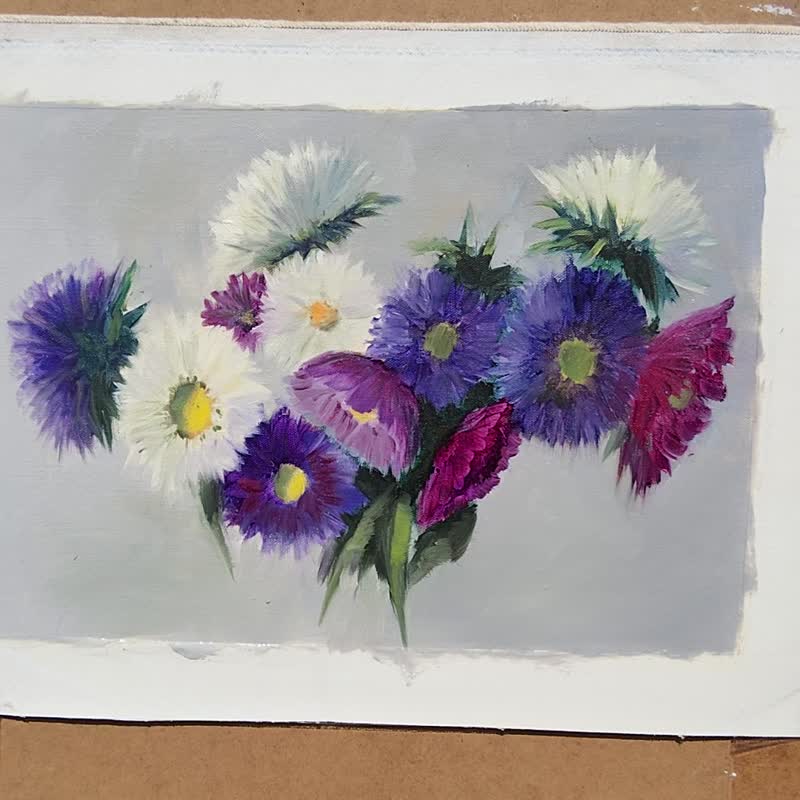 Aster 绘画静物原创艺术 Asters 场景艺术品 Aster Wall Art - 插画/绘画/写字 - 亚麻 