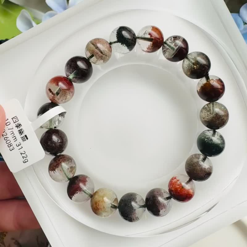 精品浓艳玻璃净体四季彩幽灵半盆10.3-10.7mm31.22g聚财富事业运 - 手链/手环 - 水晶 多色