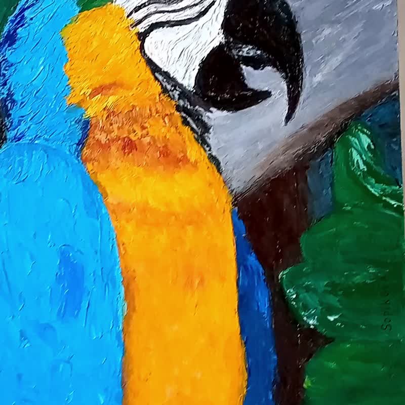 Parrot macaw, original oil painting, 40x34 cm - 墙贴/壁贴 - 其他材质 