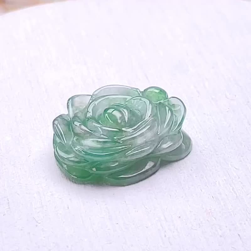 冰飘绿花翡翠花戒面裸石 | 天然缅甸A货翡翠 | 送礼 - 其他 - 玉石 绿色