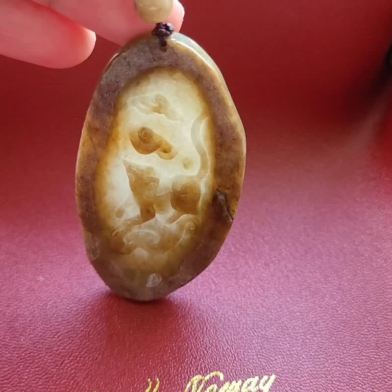 亲翠 天然翡翠 冰黄金鼠运财皮壳特色料调整式绳链 生肖 - 项链 - 玉石 多色