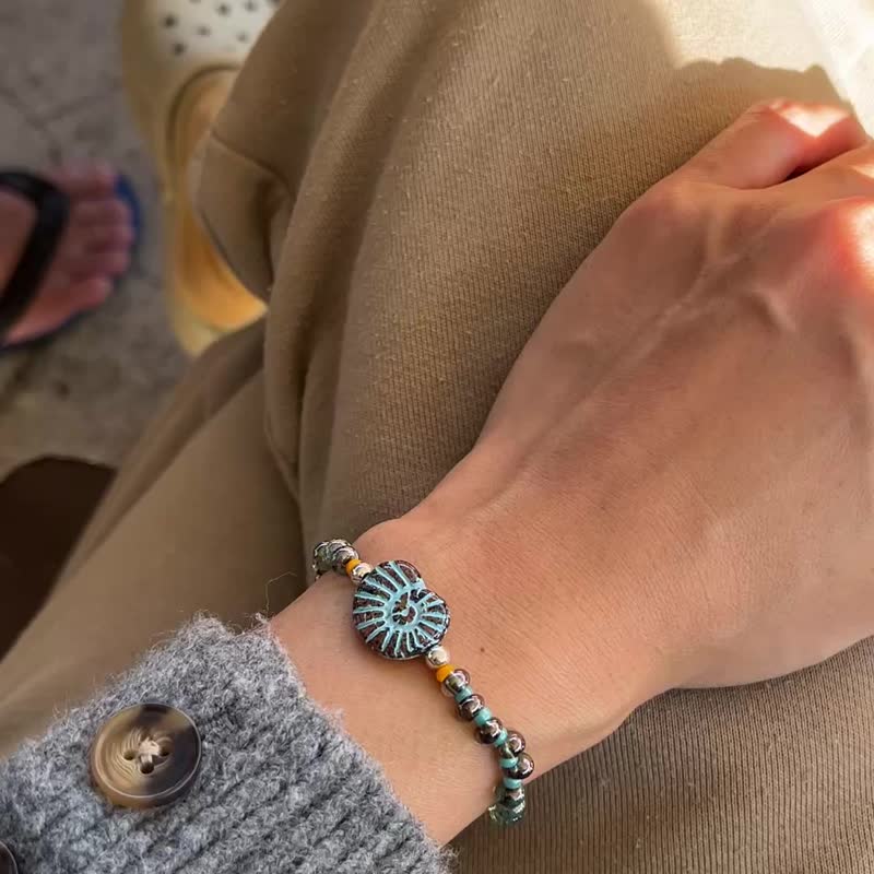 量身订制/S925 纯银/退出手串 - 手链/手环 - 玻璃 蓝色