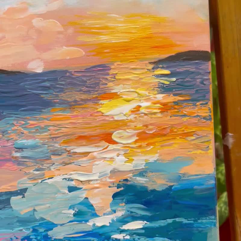 【闪闪夕阳】手绘/压克力画/无框画/挂画/风景画/疗愈画 - 订制画像 - 压克力 