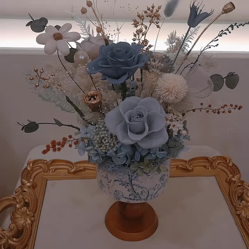 质感高脚花器.复古质感永生花.不凋花.开幕.居家布置.摆设.装饰. - 干燥花/捧花 - 植物．花 蓝色