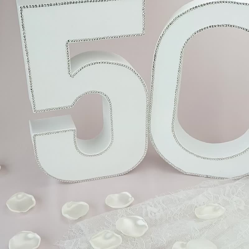 手工制作闪亮纸雕50数字 适合金婚与50岁生日派对装饰 - 摆饰 - 其他材质 