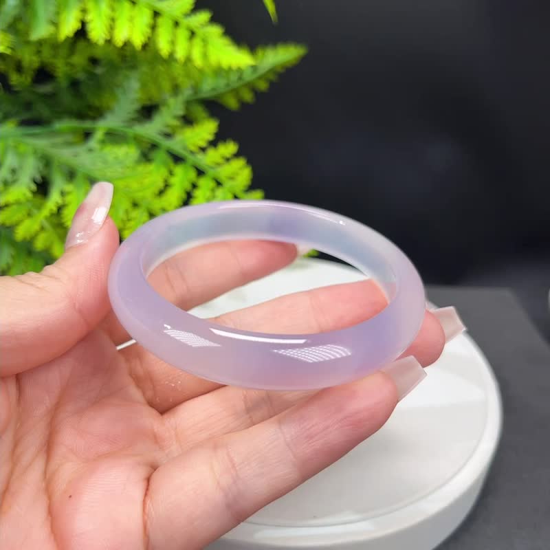 高品质 渐变紫玛瑙手镯 58MM 冰透起刚飘草花 玉髓手环 高雅浪漫 - 手链/手环 - 半宝石 紫色