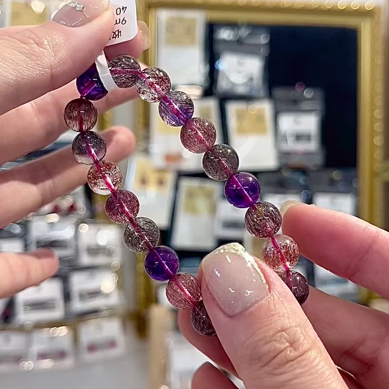 收藏级爆闪浓色彩超七9mm22.77g双色彼岸花紫超七黑加仑水晶 - 手链/手环 - 水晶 多色