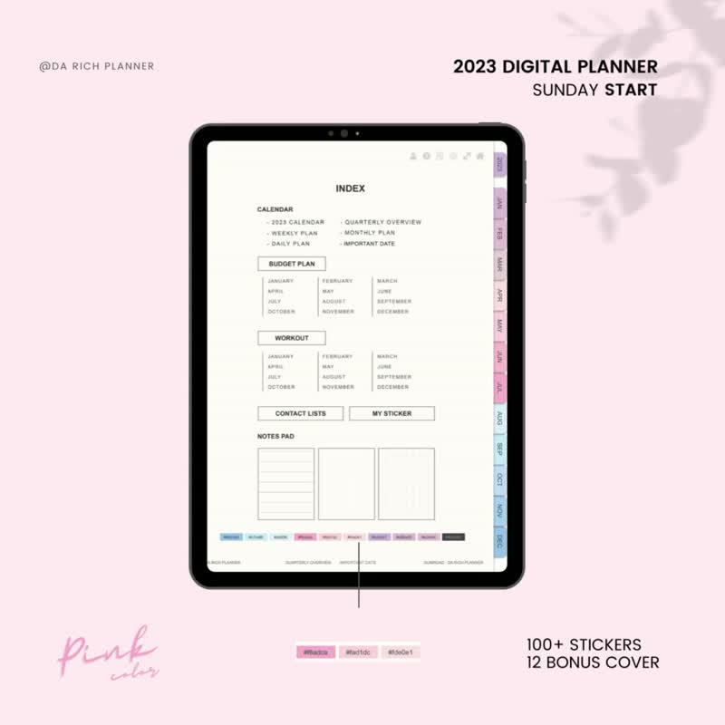 2023 Minimal Digital Planner Pink Color | Goodnotes,Notability, Noteshelf, Xodo - 电子手帐及素材 - 其他材质 