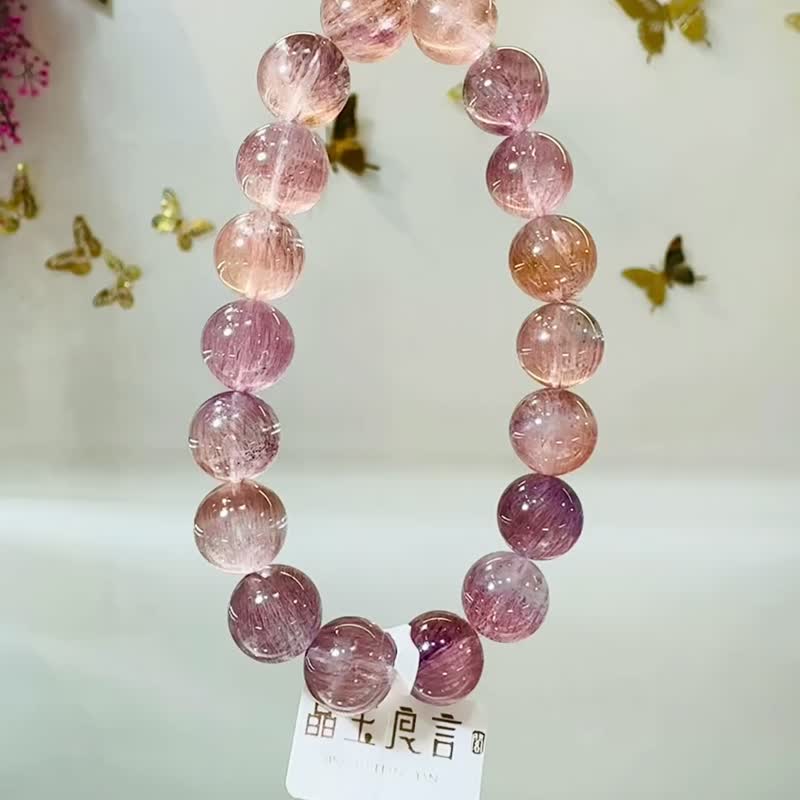 卖掉啰细闪仙女粉紫超七11.5mm39.64g精品梦幻混色三轮骨干水晶 - 手链/手环 - 水晶 粉红色