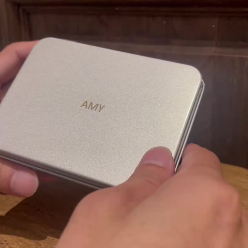 真皮零钱包 独家立体金属名字定制化/定制化铁盒名字 - 零钱包 - 真皮 黑色